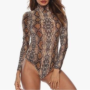 Snakeskin long sleeve bodysuit
